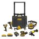 DEWALT 20V Lithium-Ion Cordless 6-Tool Combo Kit with 5.0 Ah and 2.0 Ah Batteries, Charger and Tough System 2.0 Rolling Toolbox