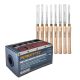 POWERTEC 8PCS Wood Lathe Tools Set HSS Steel Blades and 5 Assorted Aluminum oxide Sand Paper Rolls Dispenser Box for Woodworking