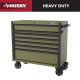 Husky Heavy-Duty 42 in. W 7-Drawer Matte Army Green Rolling Tool Cabinet