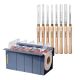 POWERTEC 8PCS Wood Lathe Tools Set-HSS Steel Blades & 5PCS Aluminum Oxide Abrasive Sand Paper Roll (Metal Boxed) for Woodworking