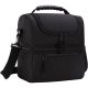 Misopily 14 qt. Large Insulated Lunch Box Bag with Double Deck Design for Men and Women, Black, Soft-Side Cooler with PEVA Liner