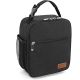 Misopily 1.8 qt. Reusable Portable Lunch Box for Adults Soft Side Cooler with Zippered Pocket and Side Drink Holders Black