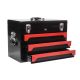 Damodpoy 10.63 in. Portable 3 Drawer Steel Tool Chests with Metal Latch Closure, Black and Red