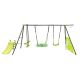 Bon Furni 6 in 1 Metal Green Outdoor Swing Playset with Glider and Slide