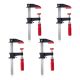 POWERTEC 6 in. Steel Bar Clamps w/ 600 lbs. Loads, 2-1/2 in. Throat, Quick-Release & Micro-Adjust Handle for Woodworking (4-Pack)