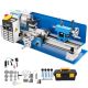 SKYSHALO 7 x 14 in. Compact Metal Lathe Desktop Lathe 550-Watt Adjustable Speed up to 2250 RPM w/ 3-Jaw Chuck and Digital Display