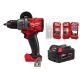 Milwaukee M18 FUEL 18V Lith-Ion Brushless Cordless 1/2 in. Hammer Drill/Driver w/ 5.0 Ah Battery & Screwdriver Bit Set