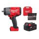 Milwaukee M18 FUEL 18V Lith-Ion Brushless Cordless 1/2 in. Impact Wrench w/ Friction Ring w/ 5.0 Ah Battery & Socket Set