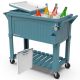 PERMASTEEL Party Cooler, 80-qt. Capacity, Divider Cooler, Rolling Ice Chest for Entertainment, Matte Teal