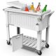 PERMASTEEL Party Cooler, 80 qt. Capacity, Divider Cooler, Rolling Ice Chest for Entertainment, Matte White