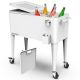 PERMASTEEL Party Cooler, 80-qt. Capacity, Divider Cooler, Rolling Ice Chest for Entertainment, Matte White