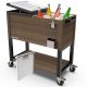 PERMASTEEL Party Cooler, 80-qt. Capacity, Divider Cooler, Rolling Ice Chest for Entertainment, Wood Grain Finish, Brown