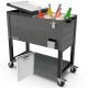PERMASTEEL Party Cooler, 80-qt. Capacity, Divider Cooler, Rolling Ice Chest for Entertainment, Wood Grain Finish, Gray