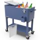 PERMASTEEL Party Cooler, 80-qt. Capacity, Removable Basin, Divider Cooler, Rolling Ice Chest for Entertainment, Matte Blue