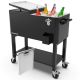 PERMASTEEL Party Cooler, 80-qt. Capacity, Removable Basin, Divider Cooler, Rolling Ice Chest for Entertainment, Matte Black