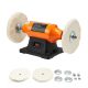 SKYSHALO 6 in. 1/2HP Bench Buffer Polisher, 3450RPM Single Speed, Cast Iron Base, 2-Pieces Cloth Wheels for Metal, Jewelry, Wood.