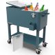 PERMASTEEL Party Cooler, 80-qt. Capacity, Removable Basin, Divider Cooler, Rolling Ice Chest for Entertainment, Matte Teal