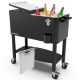 PERMASTEEL Party Cooler, 80-qt. Capacity, Divider Cooler, Rolling Ice Chest for Entertainment, Matte Black