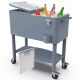 PERMASTEEL Party Cooler, 80-qt. Capacity, Divider Cooler, Rolling Ice Chest for Entertainment, Matte Blue
