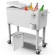 PERMASTEEL Party Cooler, 80-qt. Capacity, Divider Cooler, Rolling Ice Chest for Entertainment, Matte White