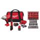 Milwaukee M12/M18 12/18V Lith-Ion Cordless 3/8 in. Ratchet & 1/2 in. High Torque Impact Wrench Combo Kit with PACKOUT Socket Set