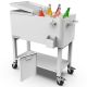 PERMASTEEL Party Cooler, 80 qt. Capacity, Removable Basin, Divider Cooler, Rolling Ice Chest for Entertainment, Matte White