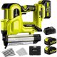 SILVEL 2 in. 21V Lithium-Ion Electric Cordless Brad Nailer (2) 4. 0Ah Battery and Charger 1000-Pieces Nails, 18GA Staples Green