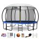 fiziti 10ft. Outdoor Recreational Trampoline With Basketball Hoop, Safety Enclosure, Sprinkler, Lights, Socks and Wind Stakes