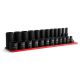 Capri Tools 3/8 in. Drive SAE 12-Point Shallow and Deep Impact Socket Set with Red Billet Aluminum Socket Rail (24-Piece)