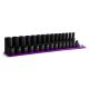 Capri Tools 3/8 in. Drive Metric 12-Point Shallow and Deep Impact Socket Set with Purple Billet Aluminum Socket Rail (30-Piece)