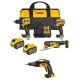 DEWALT 20V MAX Lithium-Ion Cordless 3-Tool Combo Kit and XR Brushless Screw Gun with (2) Flexvolt 6.0 Ah Batteries and Charger
