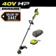 RYOBI 40V HP Brushless Whisper Series 17 in. Cordless Attachment Capable String Trimmer with 4 Ah Battery and Charger