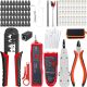 YICHUHAOXI 104-Piece Crimp Tool Set Red Ethernet Network Cable Crimping Tool Kit with Connectors Covers Cutter Stripper