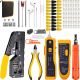 YICHUHAOXI 102-Piece Ethernet Crimping Tool Set with Punch Down Stripper Cable Tester Connectors Covers Yellow