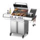 R.W.FLAME 4-Burner Propane Gas Stainless Steel Grill With Side Burners And Cooking Grids in Silver