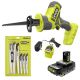 RYOBI ONE+ 18V Cordless One-Handed Reciprocating Saw Kit with 2 Ah Battery, Charger, and 15-Piece Recip Saw Blade Set