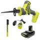 RYOBI ONE+ 18V Cordless One-Handed Reciprocating Saw Kit with 2 Ah Battery, Charger, and Fine Point Permanent Marker