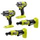 RYOBI ONE+ HP 18V Brushless Cordless 4-Tool Combo Kit with Impact Wrench, Impact Wrench, and (2) Compact Ratchets (Tools Only)