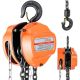 SKYSHALO Hand Chain Hoist, 1 Ton 2200 lbs. Capacity, Manual Chain Block with G80 Chain, 10 ft. Lifting Height, Heavy Duty, Orange