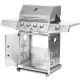 VIWAT Portable Propane Gas Grill in Stainless Steel with 4 Burners Side Burner and Wheels