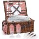 OGETFUUR 22 qt. Picnic Basket Set with Cooler and Waterproof Picnic Blanket, Willow Hamper Service Gift Set, Pink