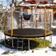 SUNRINX 14FT Advanced Trampoline with Basketball Hoop Inflator and Ladder in Orange