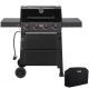 FEASTO 4-Burner Propane Gas Grill in Black with 2-Side Tables and Porcelain-Enameled Grates with Cover