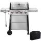 FEASTO 4-Burner Stainless Steel Propane Gas Grill with 1 Side Burner Porcelain-Enameled Cast Iron Grate and Cover 48000BTU