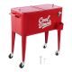 SKYSHALO 80 qt. Rolling Ice Chest, Holds up to 50-Bottles / 10-Cans, Portable Patio Party Bar Drink Cooler Cart, 4-Casters, Red