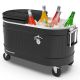 PERMASTEEL 80-qt. Rolling Patio Cooler-Large Outdoor Ice Chest with Wheels, Beverage Cooler Farmhouse Design, Black