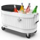 PERMASTEEL 80-qt. Rolling Patio Cooler-Large Outdoor Ice Chest with Wheels, Beverage Cooler Farmhouse Design, White