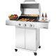 Royal Gourmet Premium Stainless Steel 3-Burner Gas Grill, Cabinet Style Propane Grill with Side Shelves, 30,000 BTU, Silver