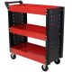 Damodpoy 15 in. W 3 Tier Red Rolling Steel Utility Tool Carts with Pegboard for Repair Shop, Garage, Warehouse