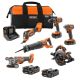RIDGID 18V Brushless 6-Tool Combo Kit with 6.0 & 2.0 Ah MAX Output Battery, Charger & (2-Pack) 2.0 Ah MAX Output Batteries